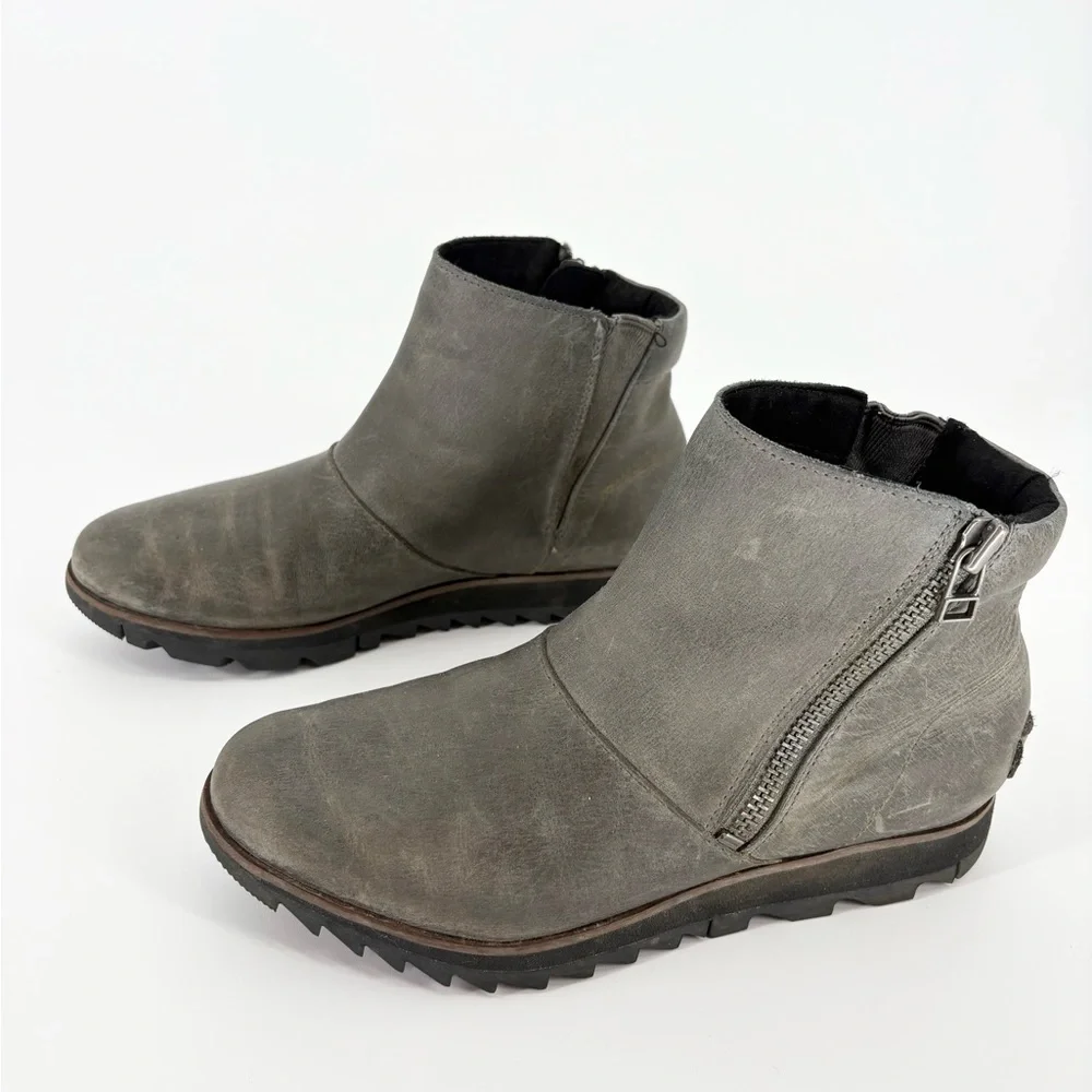Sorel Harlow Zip Ankle Boot Quarry Leather